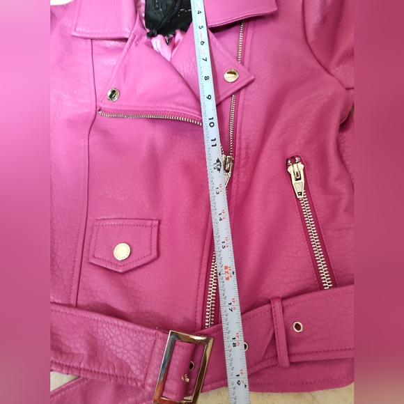 Buffalo David Bitton  hot pink faux leather perfecto moto jacket Sz Xs Unworn - Picture 10 of 12
